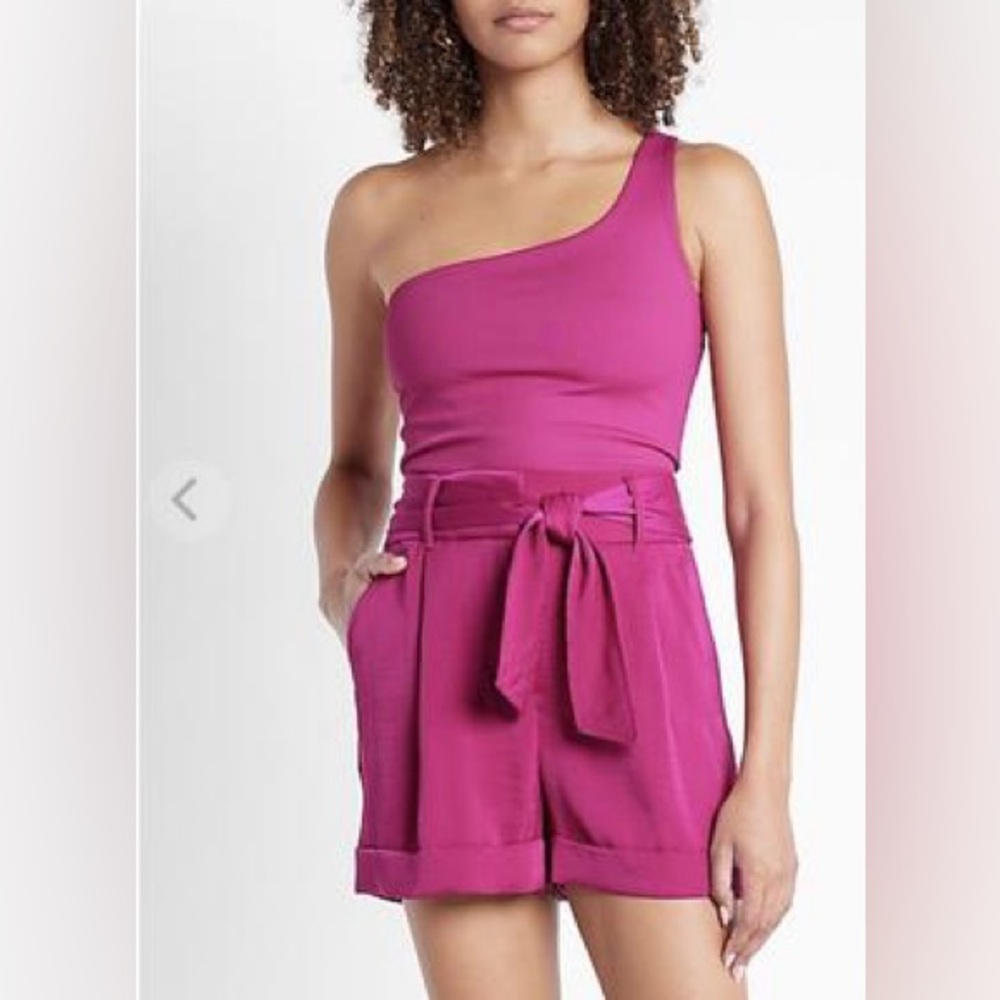Express Super High Waisted Satin Tie Belt Tailored Shorts